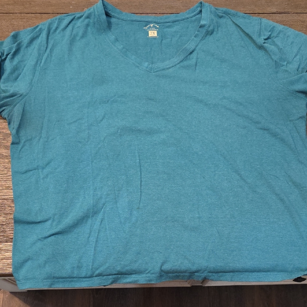 Women's Teal Short Sleeve V-Neck Tee